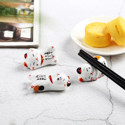 Whimsical Cat-Inspired Ceramic Chopstick Holder - Delightful Japanese Dining Accessory