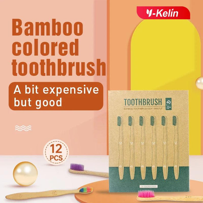 12 Pcs Charcoal Bamboo Toothbrushes Soft Eco-Friendly