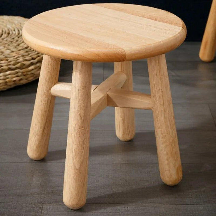 Rustic Kids' Round Wooden Bench - Stylish Multi-Use Stool for Home Decor