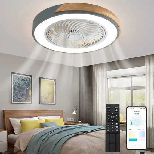 Modern Wooden Ceiling Fan with Remote Control & Adjustable LED Lighting