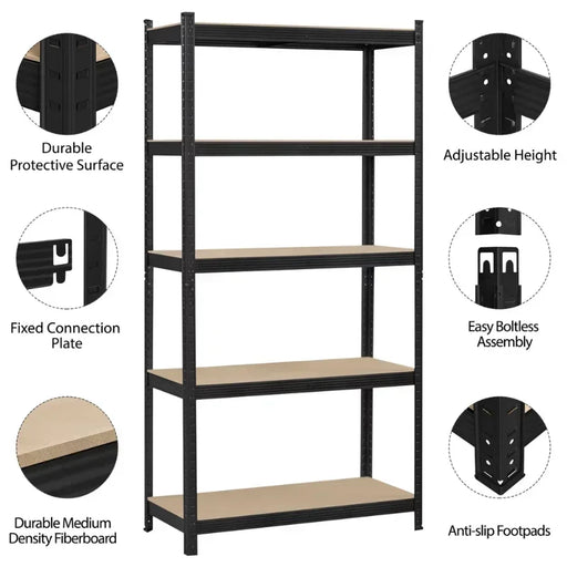 Adjustable 5-Tier Metal Storage Rack for Garage/Warehouse/Home - Heavy-Duty Shelf Organizer by SmileMart