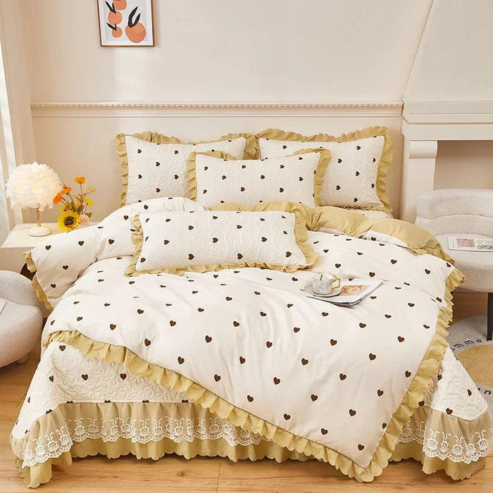 Chic Floral Ruffle Queen Bedding Set