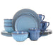 Blue Haze 16-Piece Stoneware Dinnerware Set with Unique Artistry - Reactive Glaze Finish & Varied Coloring