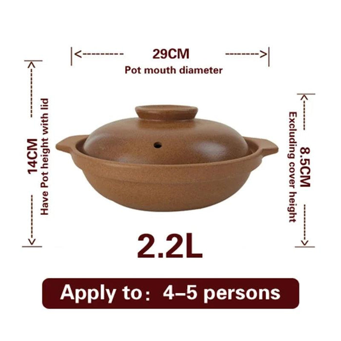 Traditional Unglazed Chinese Clay Casserole - Authentic Stew Pot for Gas Stove Cooking