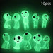 Luminous Kodama Elf Ornaments - 10Pcs Glow-in-the-Dark Miniature Figures for Fish Tank and Garden Decoration