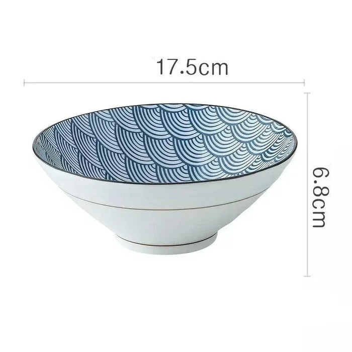 Elegant Horn-Shaped Japanese Ceramic Bowl for Ramen and Soups - 8 Inch