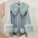 Luxurious Fox Fur-Trimmed Wool Cape - A Chic Blend of Comfort and Style