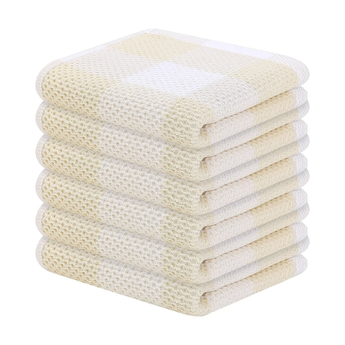 Premium Cotton Waffle Weave Kitchen Towel and Scrub Pad Set