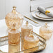 Amber Radiance Crystal Glass Storage Jar with Lid for Jewelry and Event Decor