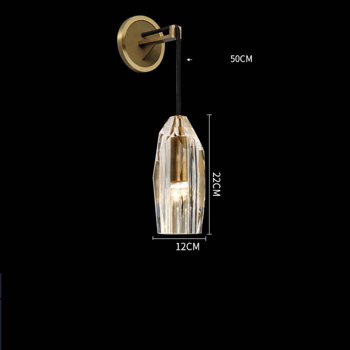 Luxurious Copper Finish Crystal Water Droplet LED Wall Light - Nordic Modern Design