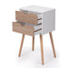 Set of 2 Elegant White and Walnut Nightstands - Modern Multifunctional Bedside Tables with Generous Storage