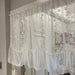 Charming French Vintage Short Curtain with Bow and Floral Design - Elegant White Gauze Accent for Living Room, Bedroom, and Kitchen Décor