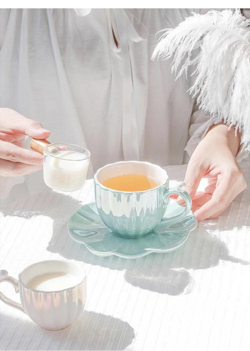 Opulent Pearl Shell Ceramic Tea and Coffee Set - Elevate Your Afternoon Ritual