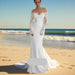 Elegant Floral Lace Mermaid Wedding Dress with Open Back and Long Sleeves