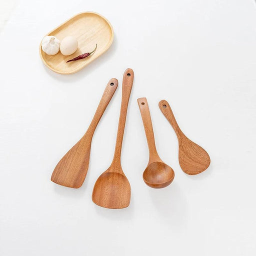 Sleek Wooden Utensils Set for Effortless Gourmet Cooking