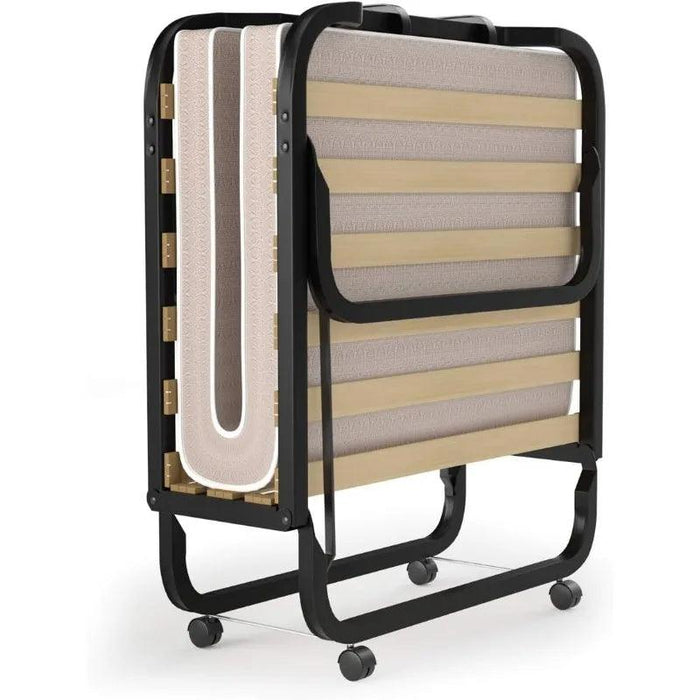 Portable Folding Guest Bed with Memory Foam Mattress and Durable Steel Frame on Wheels