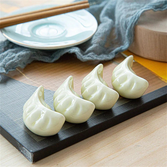 Adorable Dumpling-Shaped Ceramic Chopsticks Holder Set for Japanese Dining