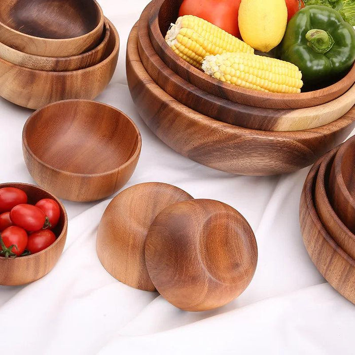 Acacia Wood Bowl Collection – Stylish Serving Solutions for Salads, Soups, and Fruits