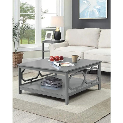 Sleek Gray Coffee Table with Hidden Storage and Ample Display Space