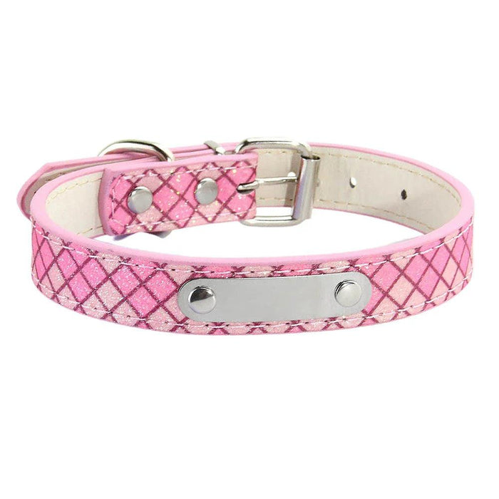 Glamorous Personalized Engraved Leather Dog Collar with Sparkling Accents