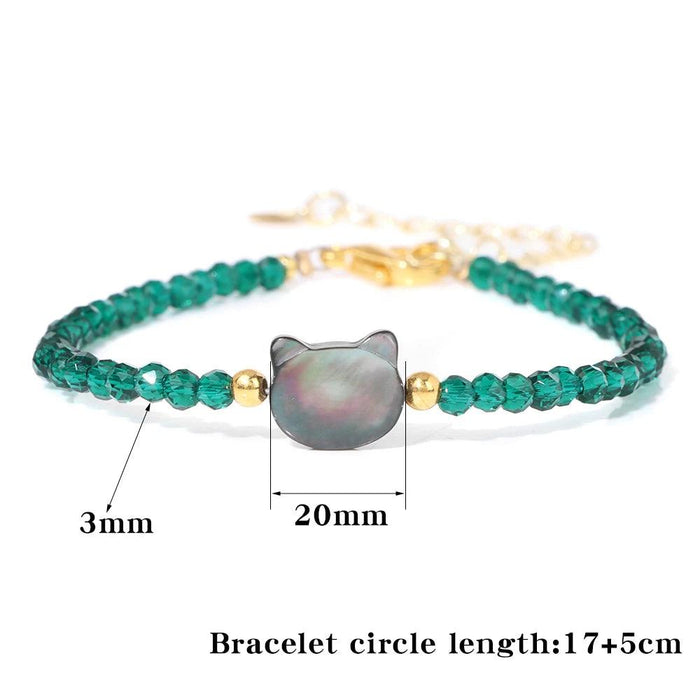 Charming Cat Lovers Beaded Bracelet - Colorful 3mm Jewelry Gift for Women and Girls