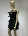 Chic Black Feather Strapless Evening Dress for Women