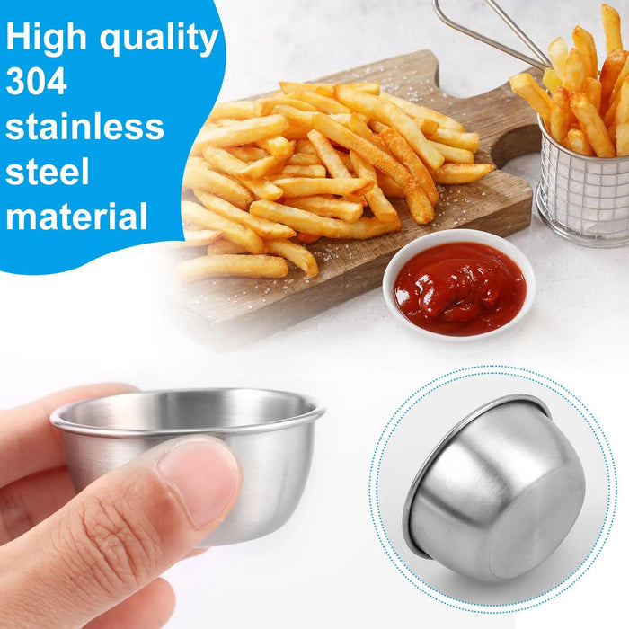 Elegant Stainless Steel Dipping Bowls Collection - 12-Piece Sophisticated Dining Essentials