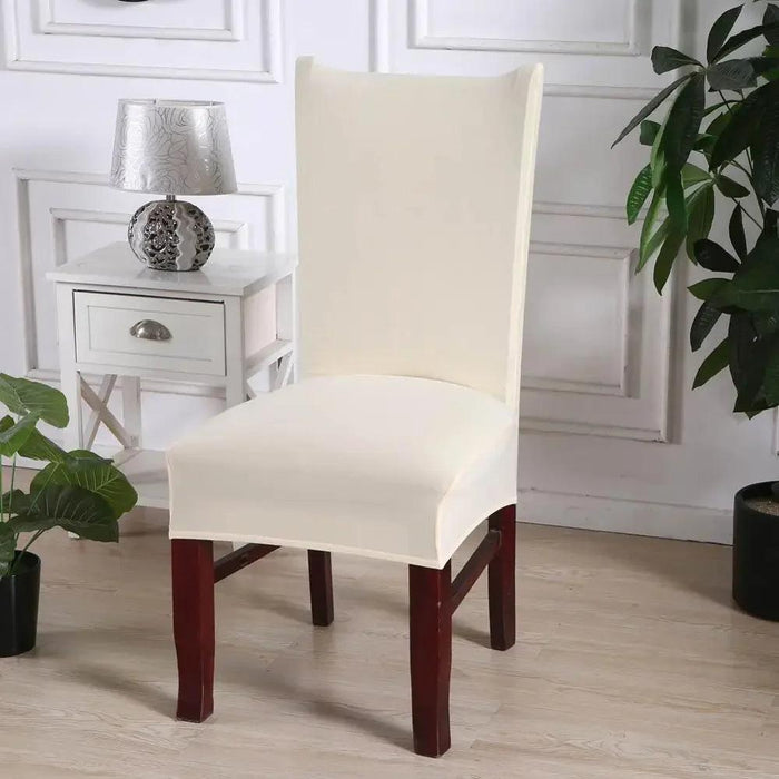 Elegant Beige Stretchable Slipcovers for Dining Chairs at Special Events