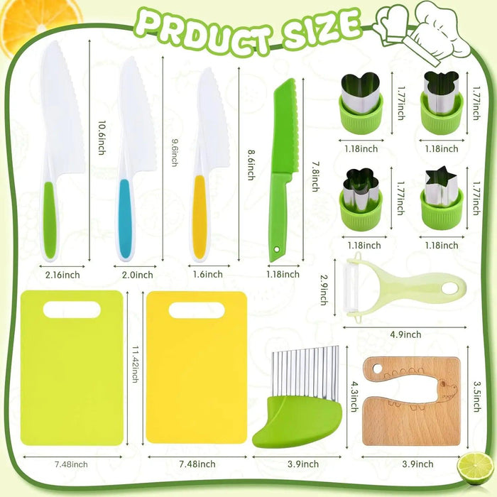 Little Chefs Montessori Cooking Set - 13 Safe and Fun Tools for Young Culinary Explorers
