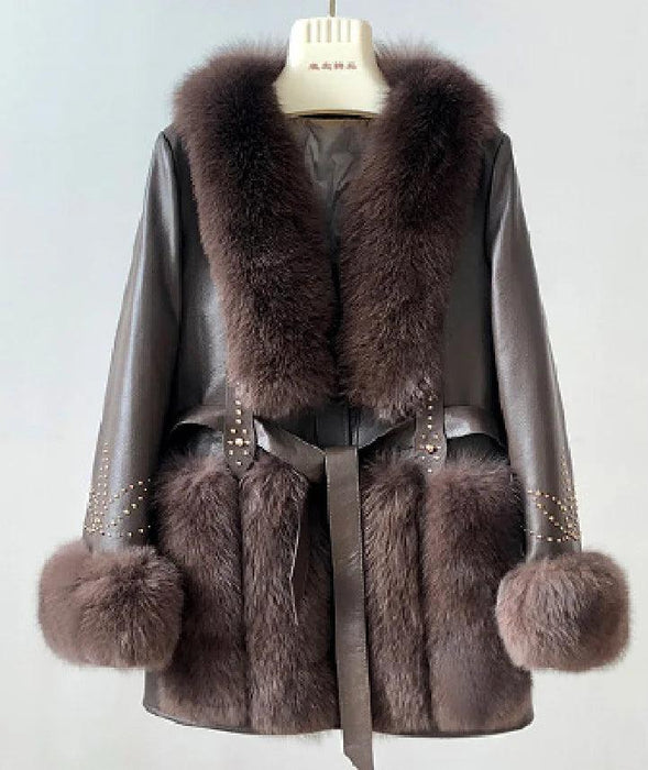 Elegant Fox Fur-Accented Winter Jacket: The Ultimate in Warmth and Style