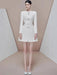 Glamorous White Dress with Rhinestone Accents, Bow Detail, and Slash Neck for Women - Summer 2024 Collection