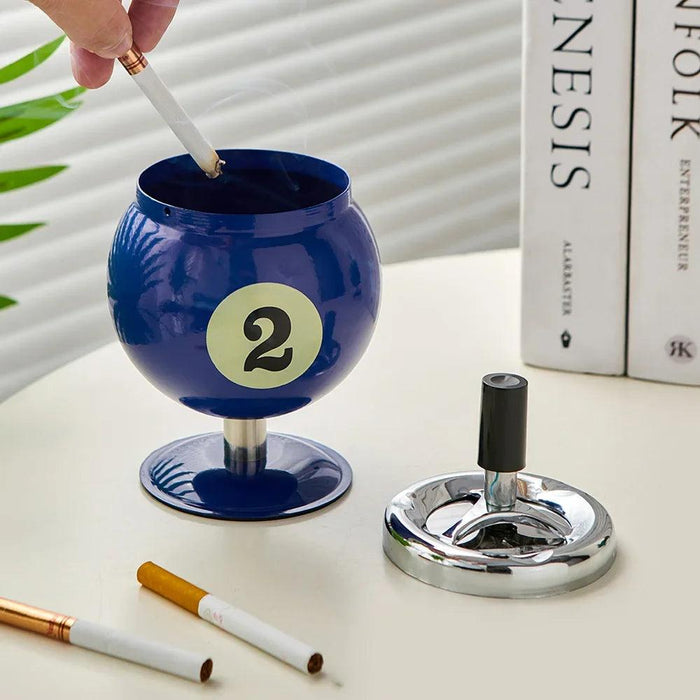 Chic Billiards-Inspired Metal Ashtray - Stylish Smoking Accessory and Decorative Accent for Home and Office