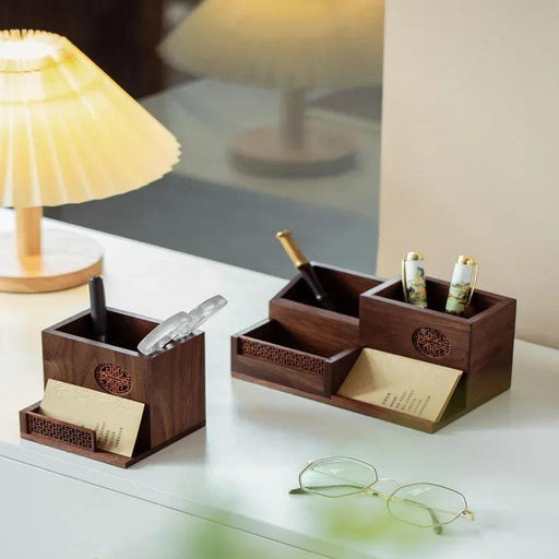 Elegant Black Walnut Office Organizer - The Ultimate Fusion of Aesthetics and Utility for Your Workspace