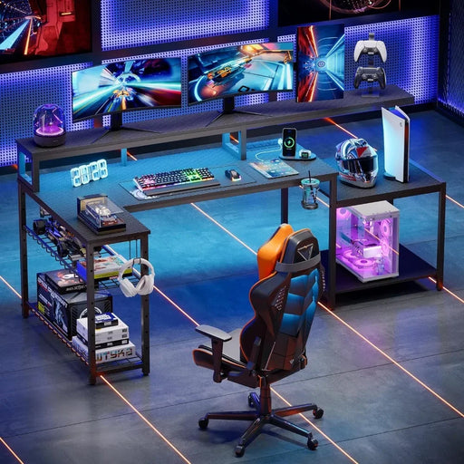 Ultimate Gaming Desk with Custom RGB Lighting, Adjustable Setup, and Enhanced Power Features