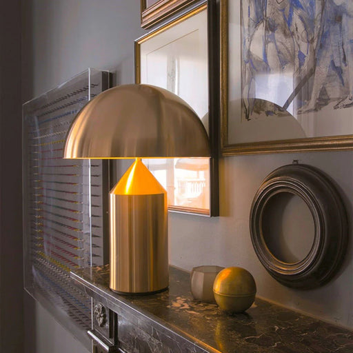 Golden Trimmed Nordic Mushroom Lamp - Sleek LED Light for Stylish Home and Office