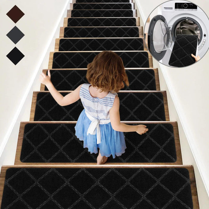 SafetyStep Cushioned Non-Slip Stair Tread Mats - Water-Absorbent Safety Solution