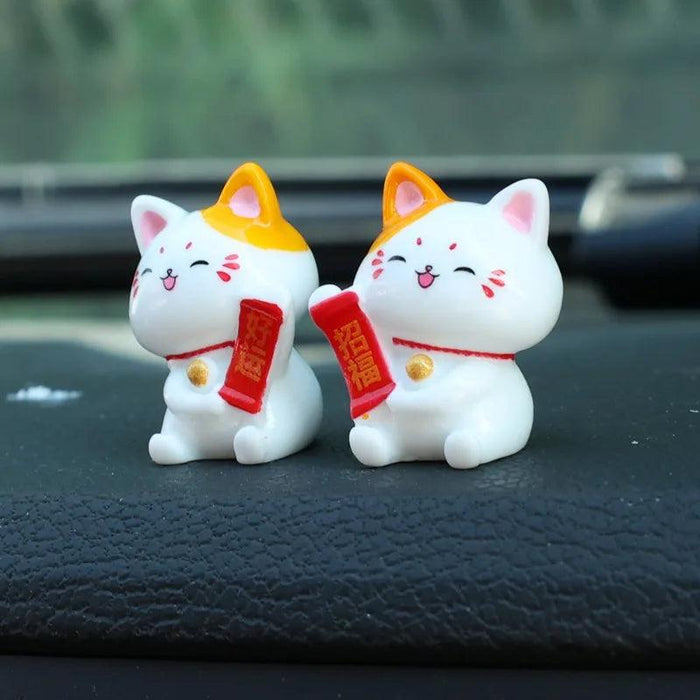 Lucky Cat Dashboard Charms - Maneki Neko Car Accessories for Good Fortune