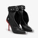 Red Pointed High Heel Ankle Boots with Zipper and Stylish Metal Details