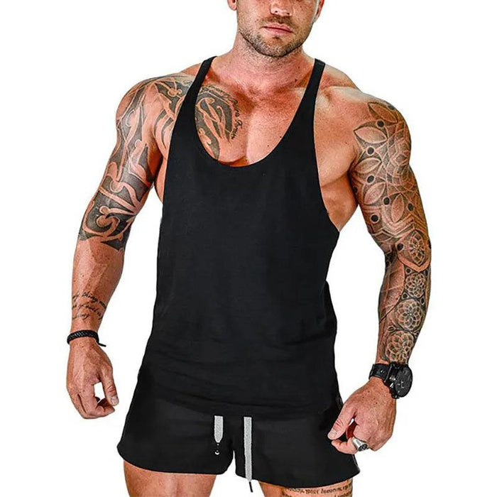 Men's Sleeveless Cotton Tank Top for Bodybuilding and Fitness - Muscle Stringer Vest