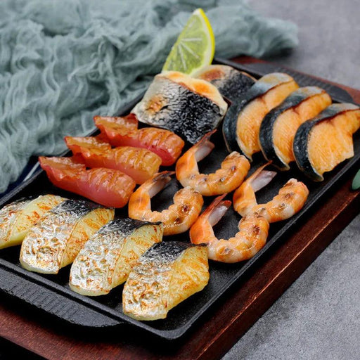 BBQ Seafood Decorative Props - Realistic Grilled Fish, Shrimp & Squid Models