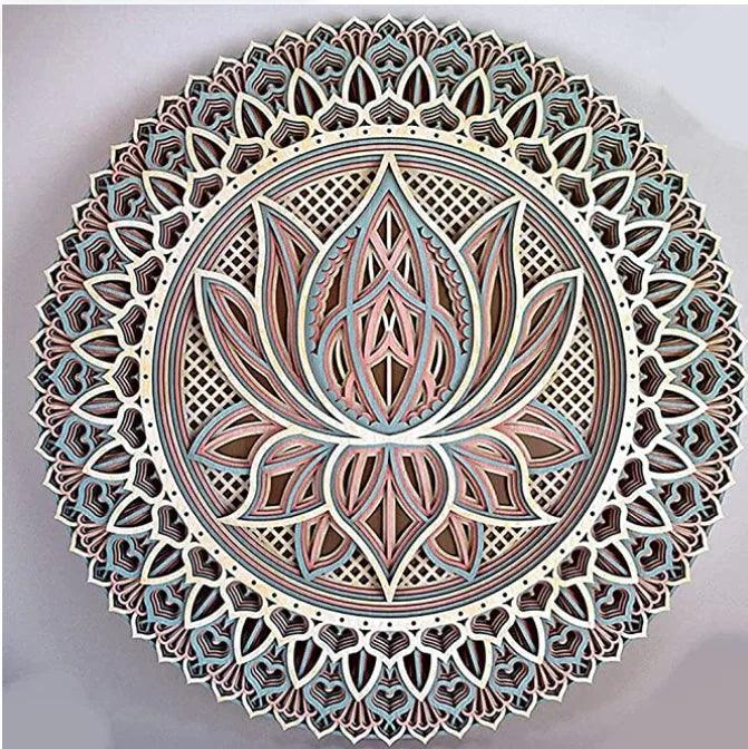 Elegant Bohemian Lotus Mandala Metal Wall Art for a Serene Home Atmosphere