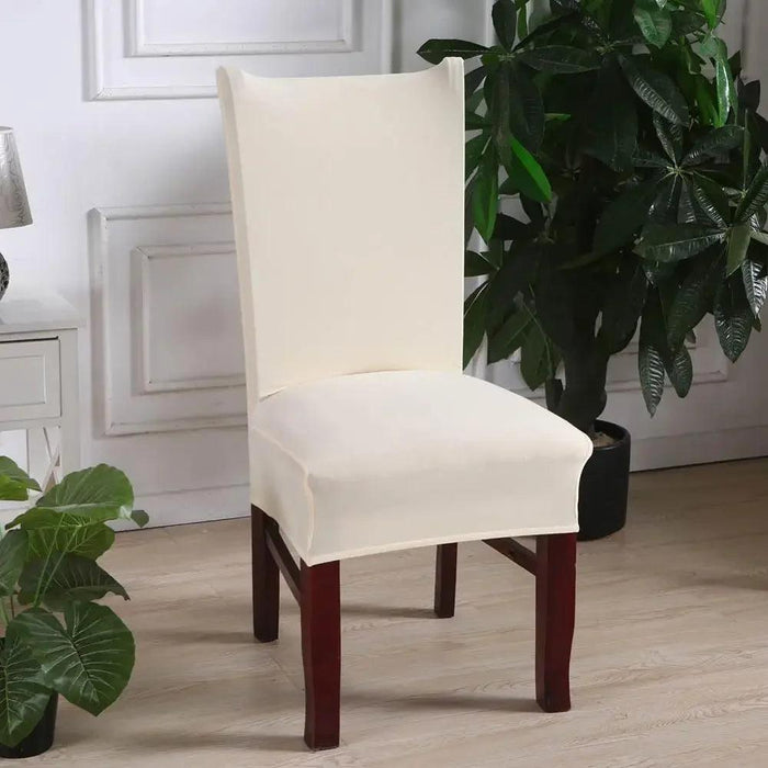 Elegant Beige Stretchable Slipcovers for Dining Chairs at Special Events