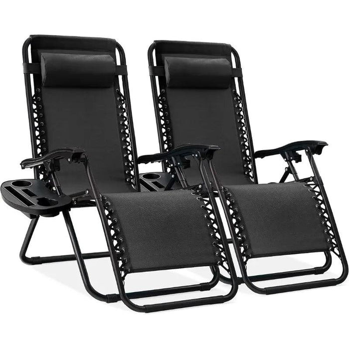 Luxury Zero Gravity Lounge Chairs Set with Accessories in Elegant Black