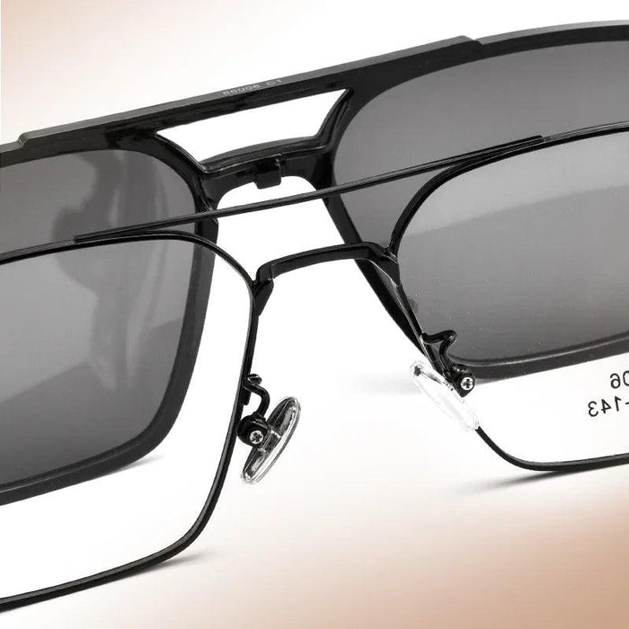 Sleek Polarized Titanium Clip-On Aviator Shades