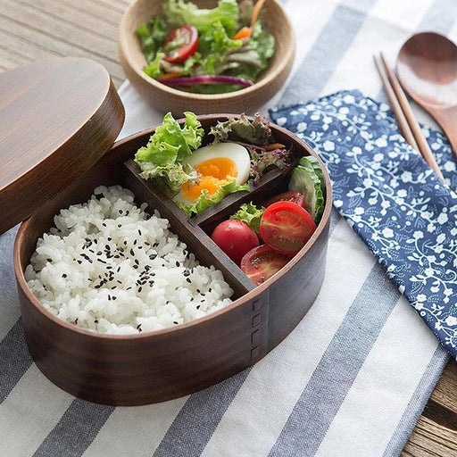 Japanese Wooden Bento Box - Portable Lunch Container for Sushi, Snacks, and Meals - Eco-Friendly Student and Office Supplies