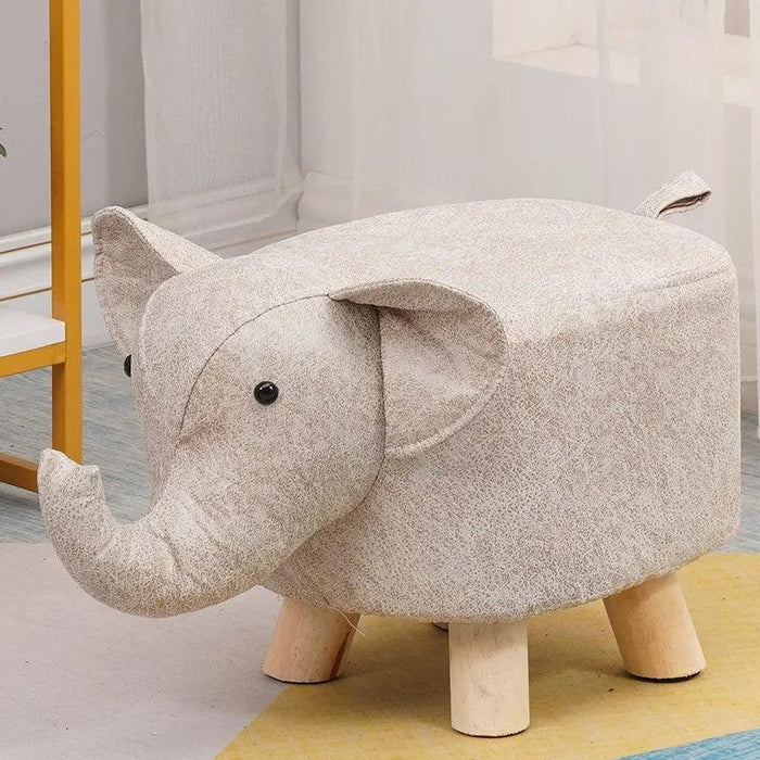 Charming Cartoon Animal Wooden Stool for Kids - Fun and Portable Shoe Changing Seat