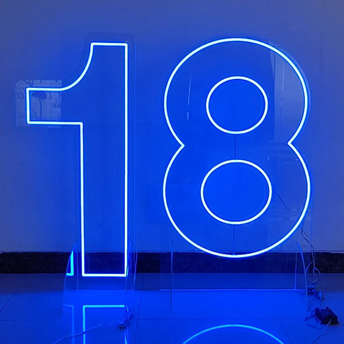 Customizable Neon LED Number Sign Set - Illuminated Decor for Events and Home