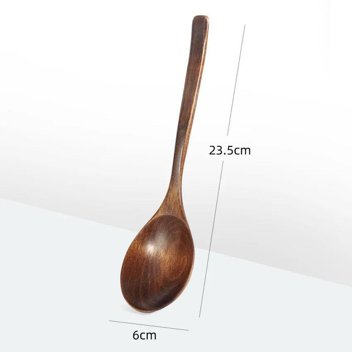 Elegant Long-Handled Wooden Spoon for Gourmet Ramen and Porridge Enjoyment