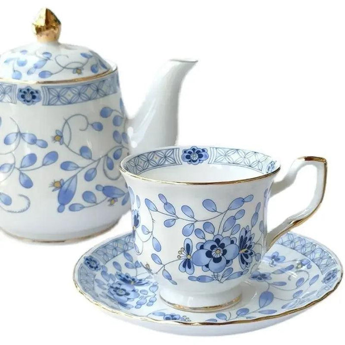 Elegant Blue and White Japanese Porcelain Tea and Coffee Collection