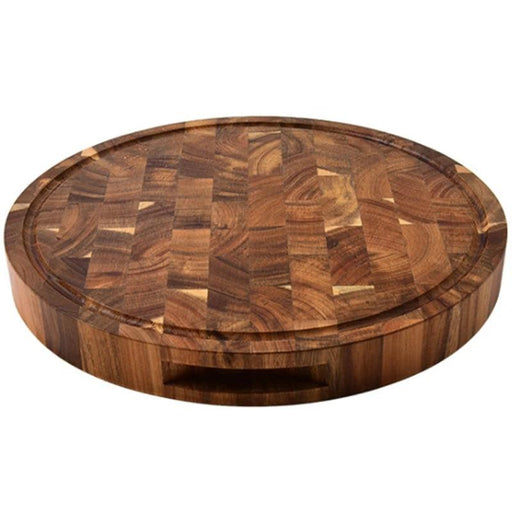 Elegant Acacia Wood Round Butcher Block Cutting Board – Ideal for Chopping, Meat Preparation, and Charcuterie Display